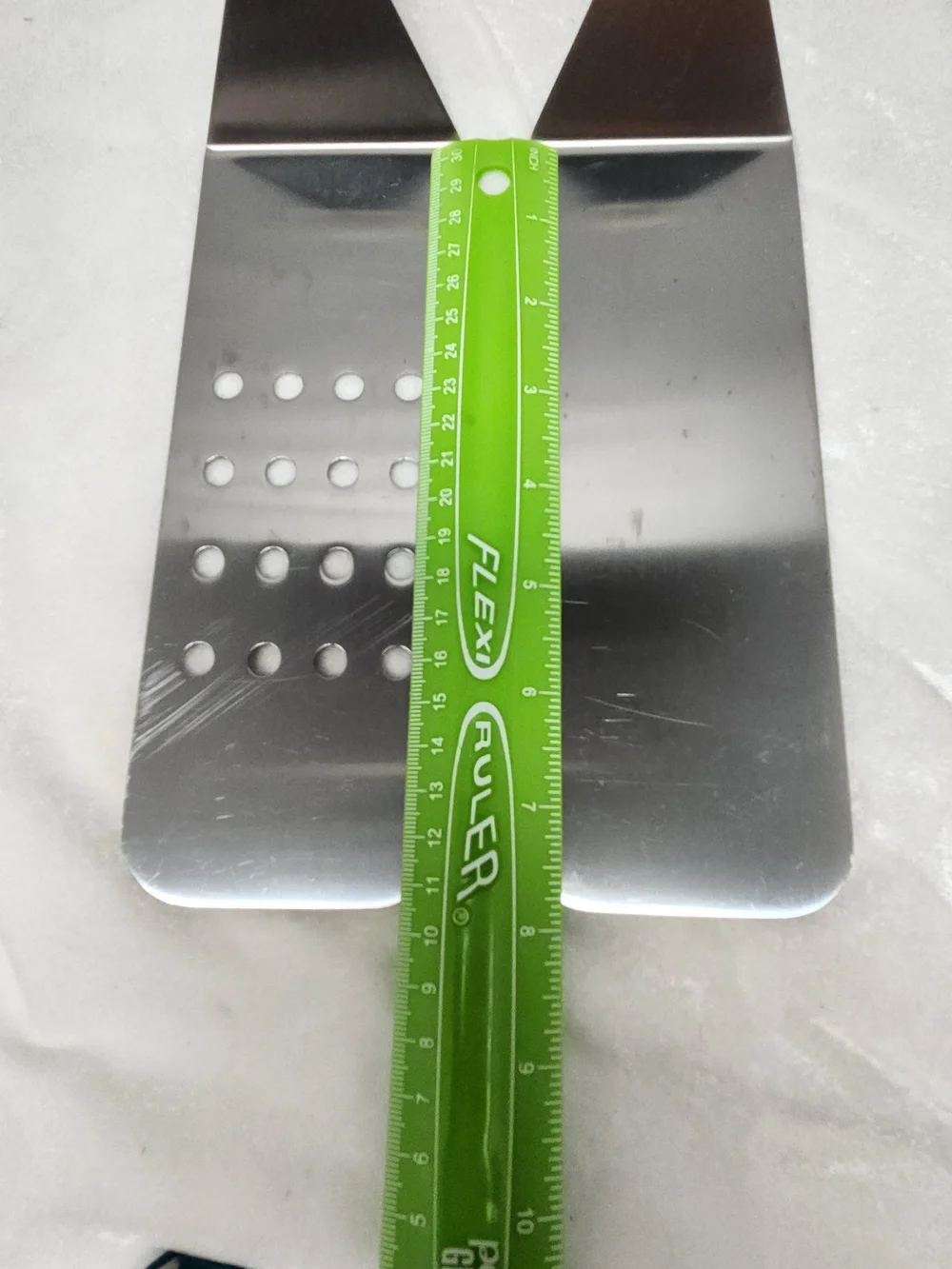 White Handle Stainless Steel Turner and Slotted Spatula Set
